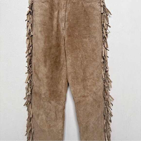 Danier Womens 2 Vintage Fringe Cowboy Western Faux Leather Pant - Picture 5 of 16